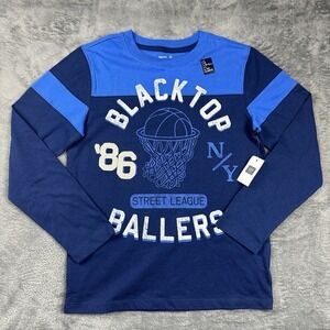 Gap Kids Large 32x22.5 Inch Long Sleeve Shirt Blue White Sport Basketball NWT